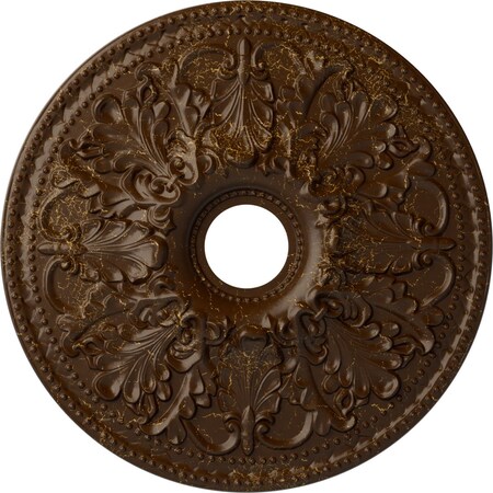 Ekena Millwork Ashley Ceiling Medallion (Fits Canopies up to 4 3/4"), 23 7/8"OD x 4"ID x 2 1/8"P, Root Beer Crackle CM23ASRBC